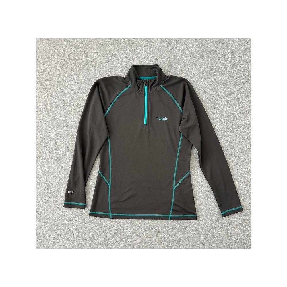 Rab DryFlo 150 Zip Top Womens UK12‎ Gray Teal 1/4 Zip Base Layer QBT-65 Hiking